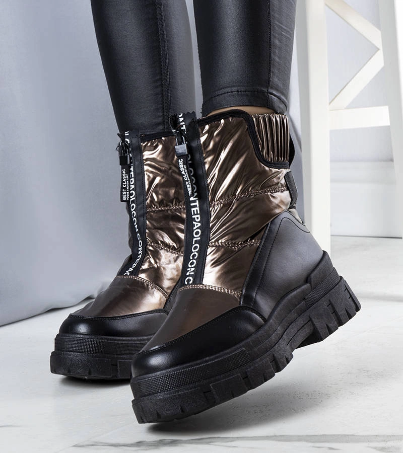 Złote ocieplane pikowane śniegowce