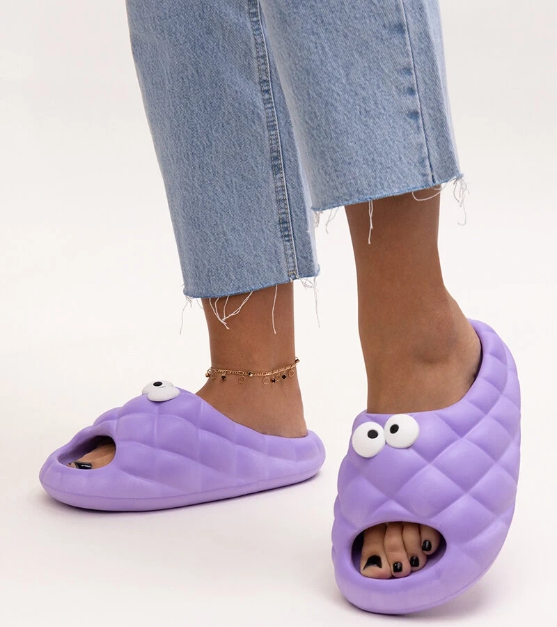 Fioletowe klapki piankowe z oczami