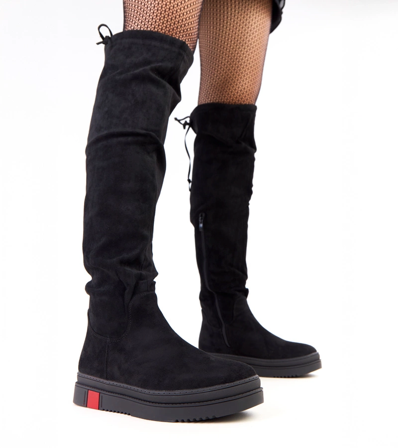 Hers Czarne kozaki na platformie