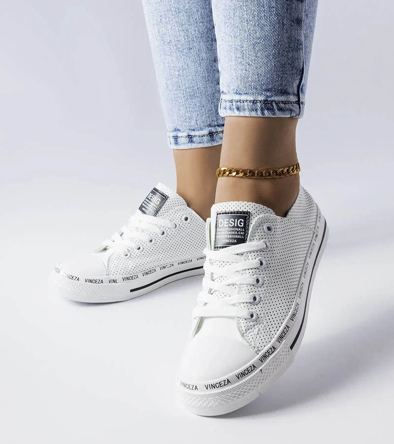 Białe tenisówki perforowane Vinceza