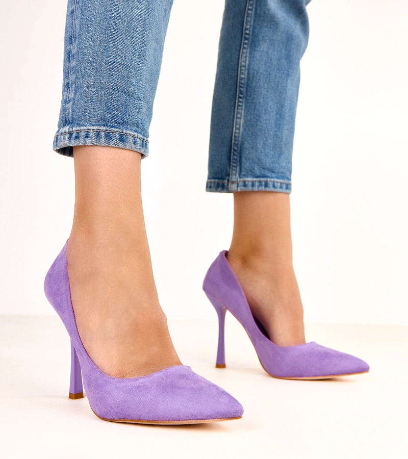 Hers Fioletowe szpilki z ekozamszu