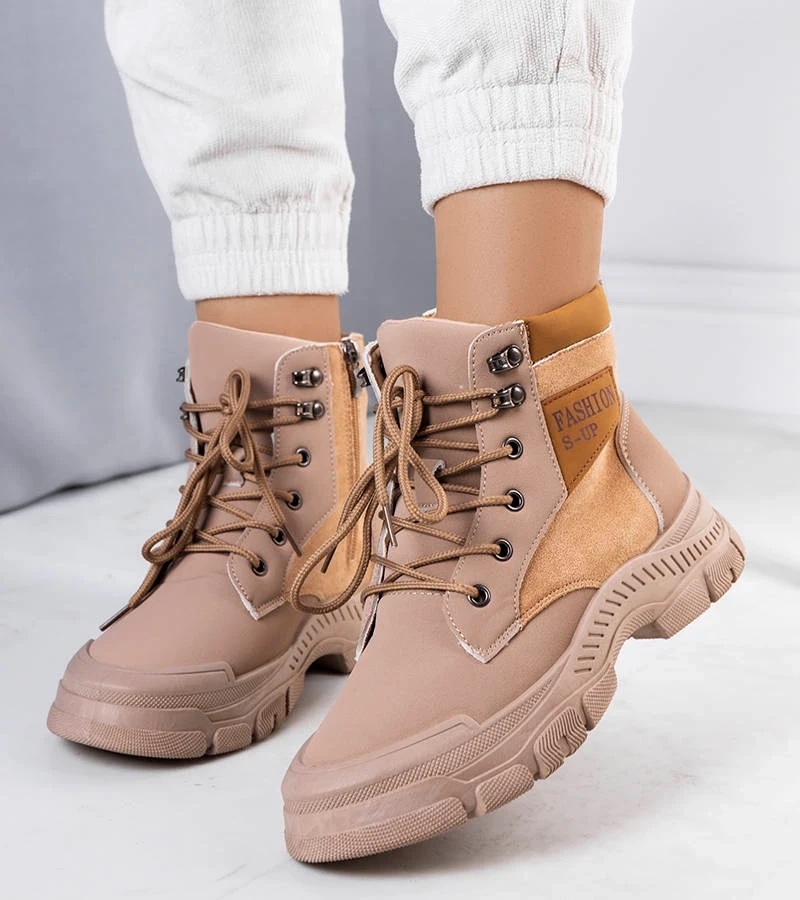 Brązowe ocieplane trapery damskie