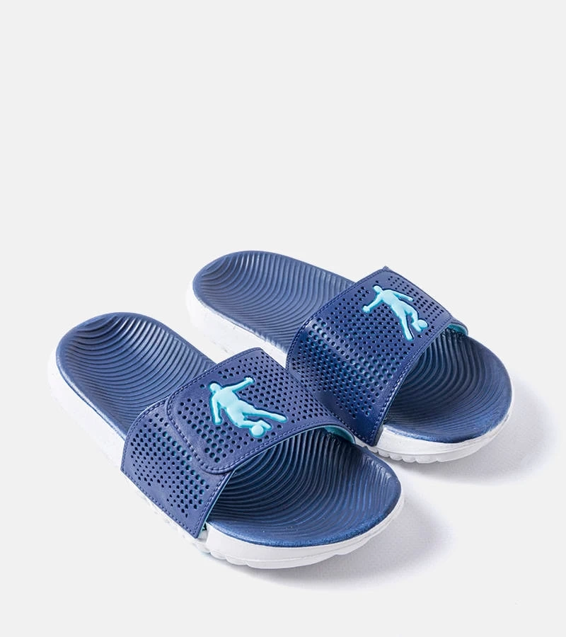 Biało-granatowe gumowe klapki dziecięce