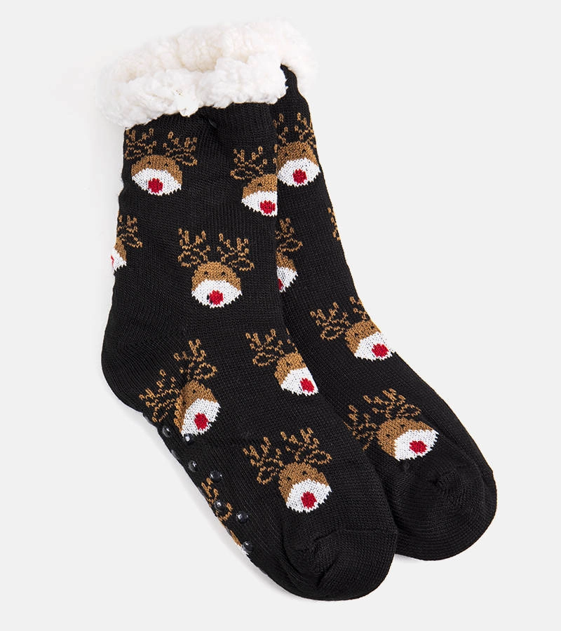 Czarne ciepłe skarpetki zimowe