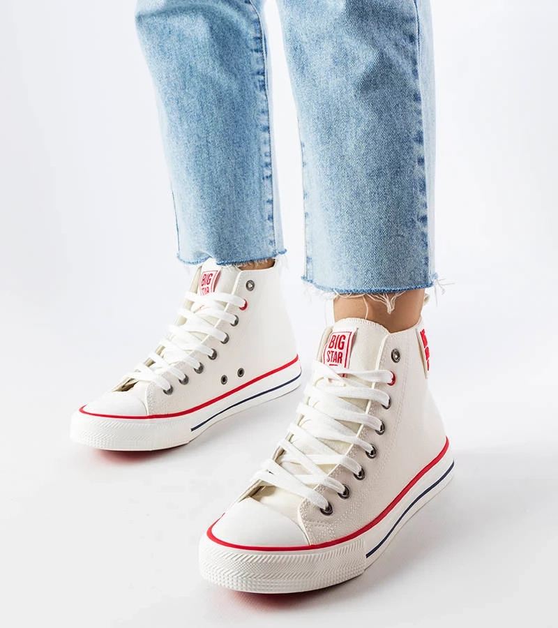 Białe trampki za kostkę Big Star JJ274132