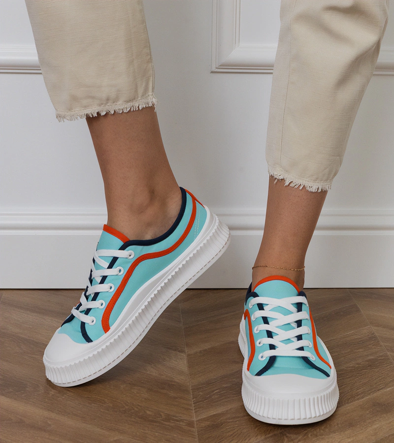 Hers Niebieskie trampki damskie na platformie