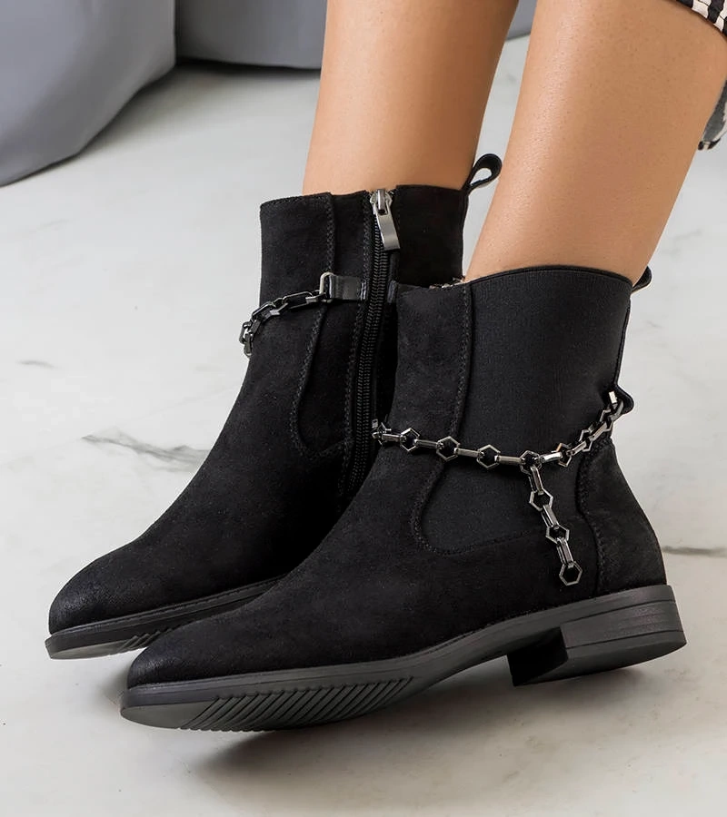 Czarne botki z eko-zamszu