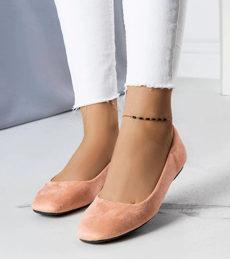 Hers Różowe baleriny z eko-zamszu