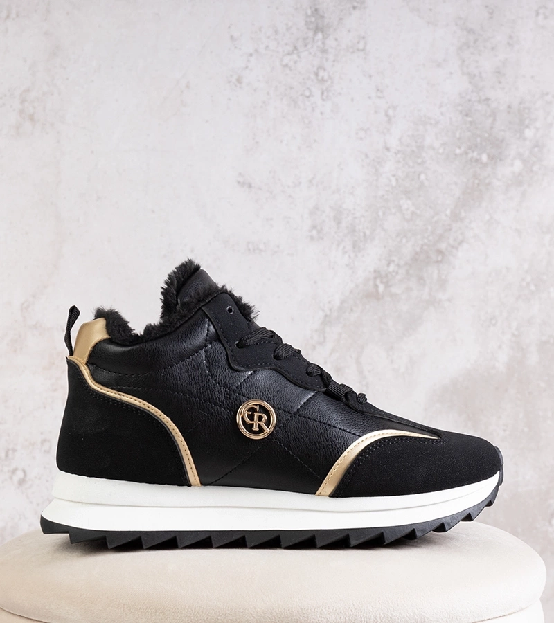 Czarne ocieplane wysokie sneakersy