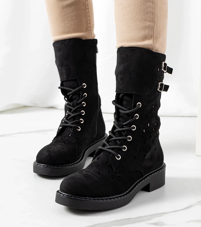 Czarne botki zamszowe