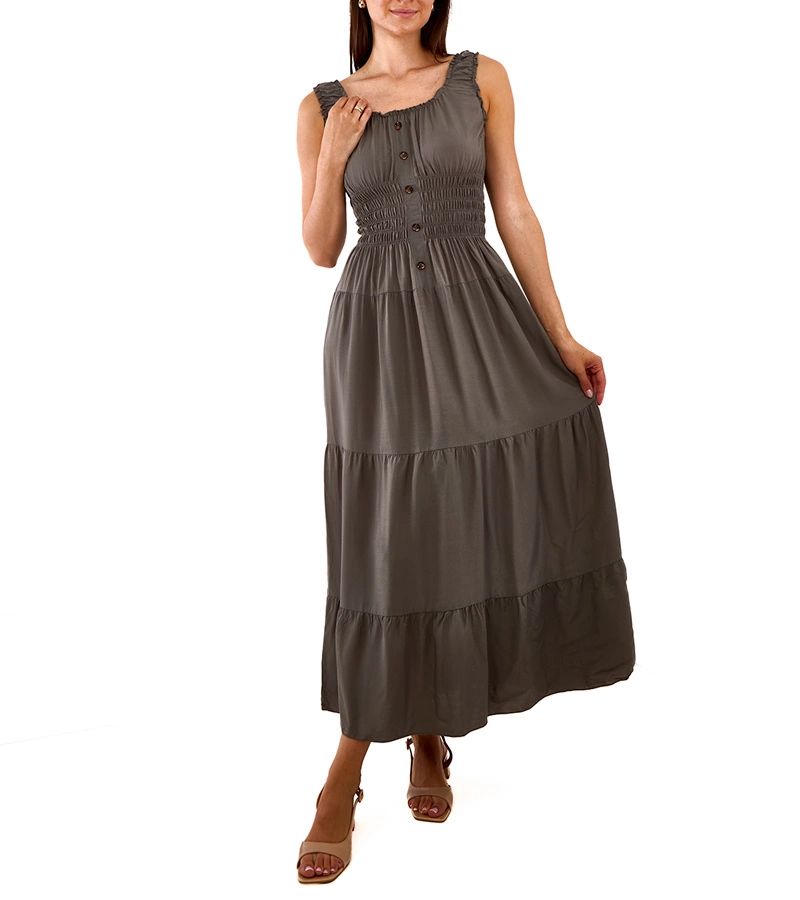 Ciemnozielona sukienka z marszczeniem