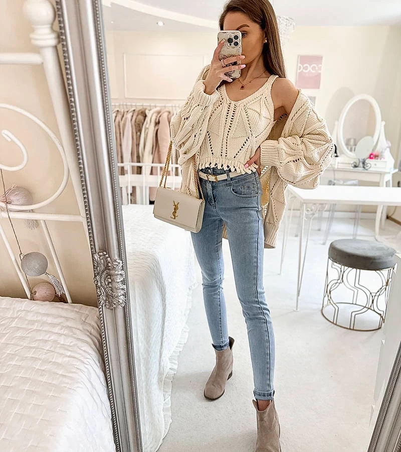 Niebieskie jeansy elastyczne slim z wysokim stanem