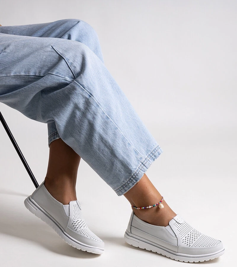 Jasnoszare skórzane półbuty VINCEZA