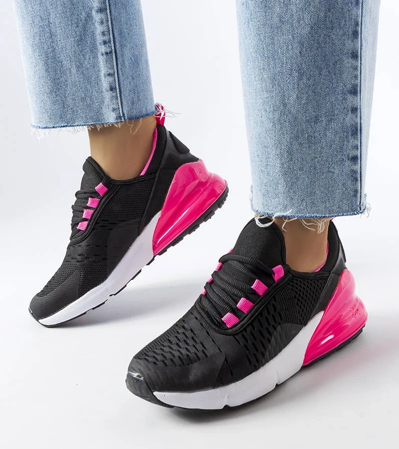 Czarno-różowe sneakery sportowe