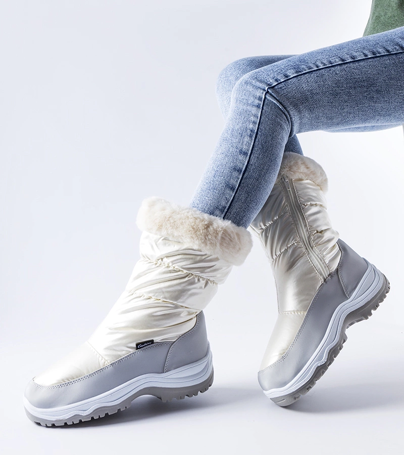 Perłowo-szare ocieplane śniegowce