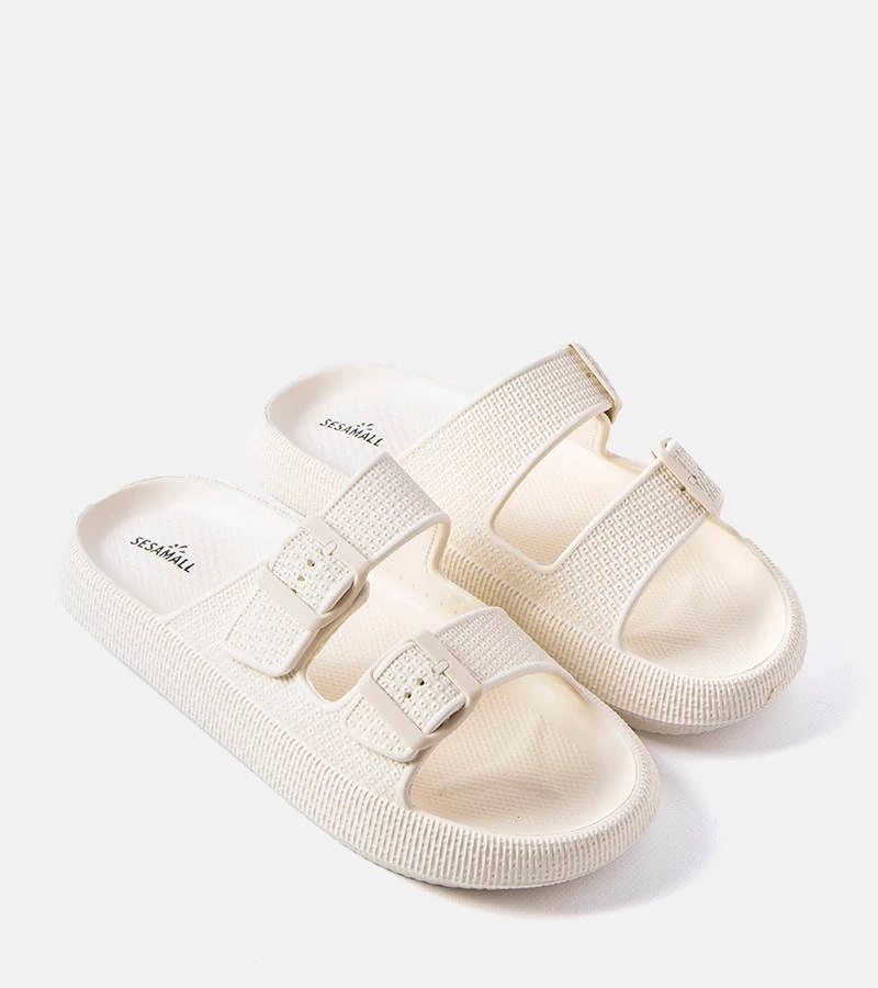 Beżowe męskie gumowe klapki