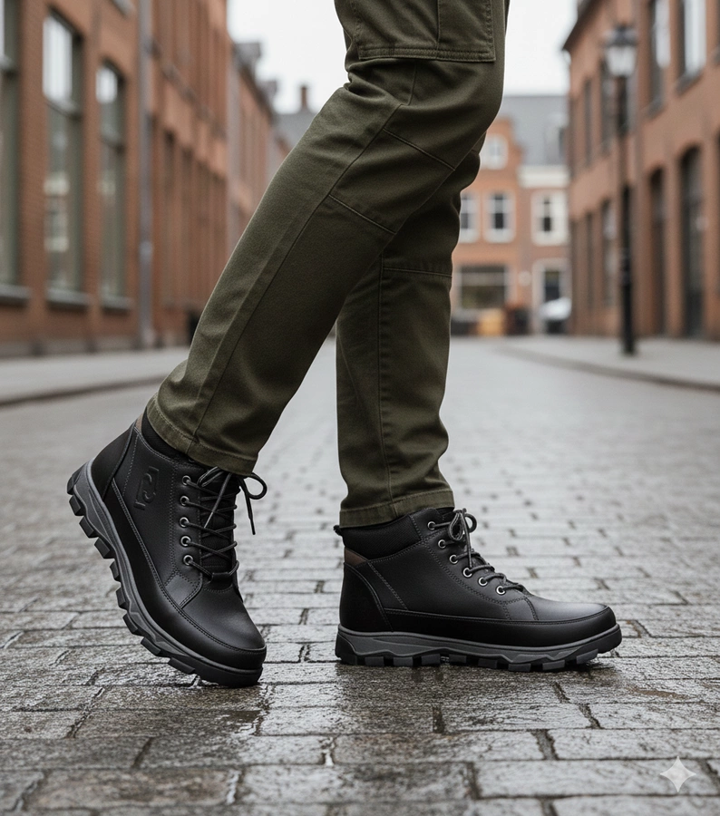 Hers Czarne trapery męskie ocieplane