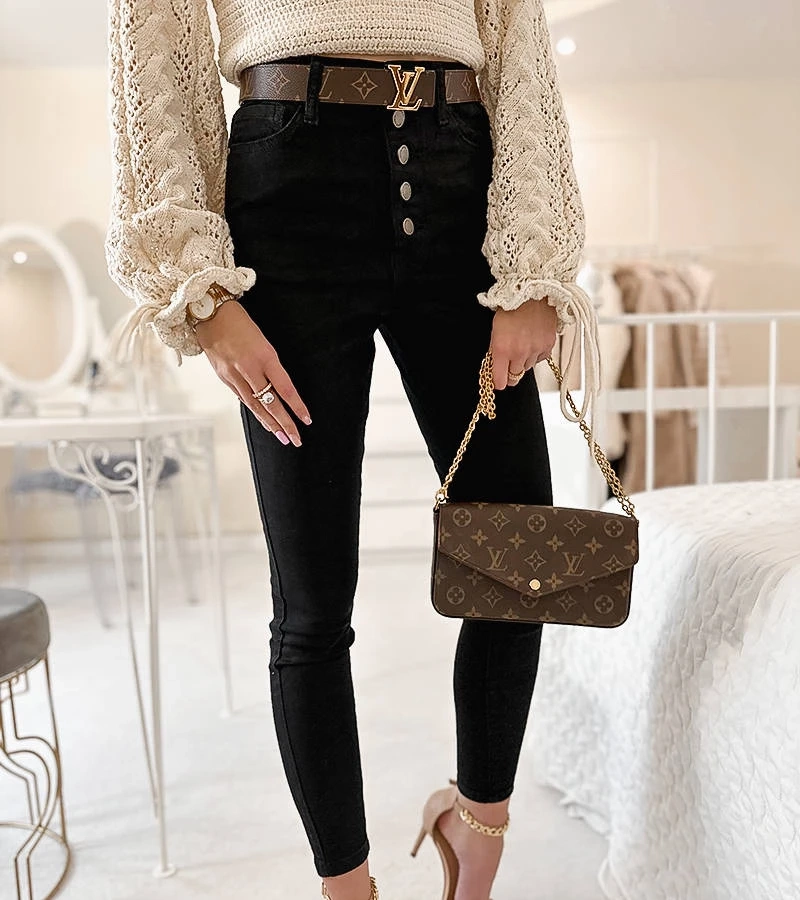 Czarne jeansy elastyczne slim z wysokim stanem