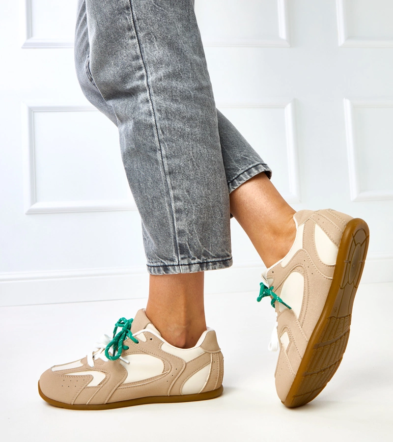 Hers Beżowe damskie sneakersy sportowe