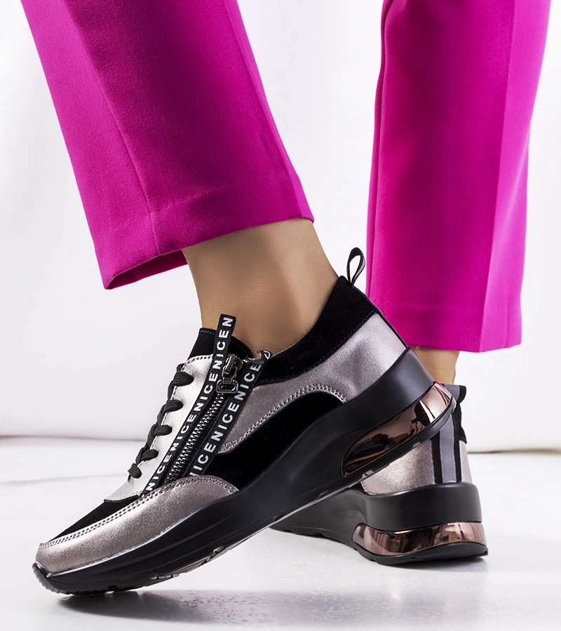 Czarne sneakersy skórzane