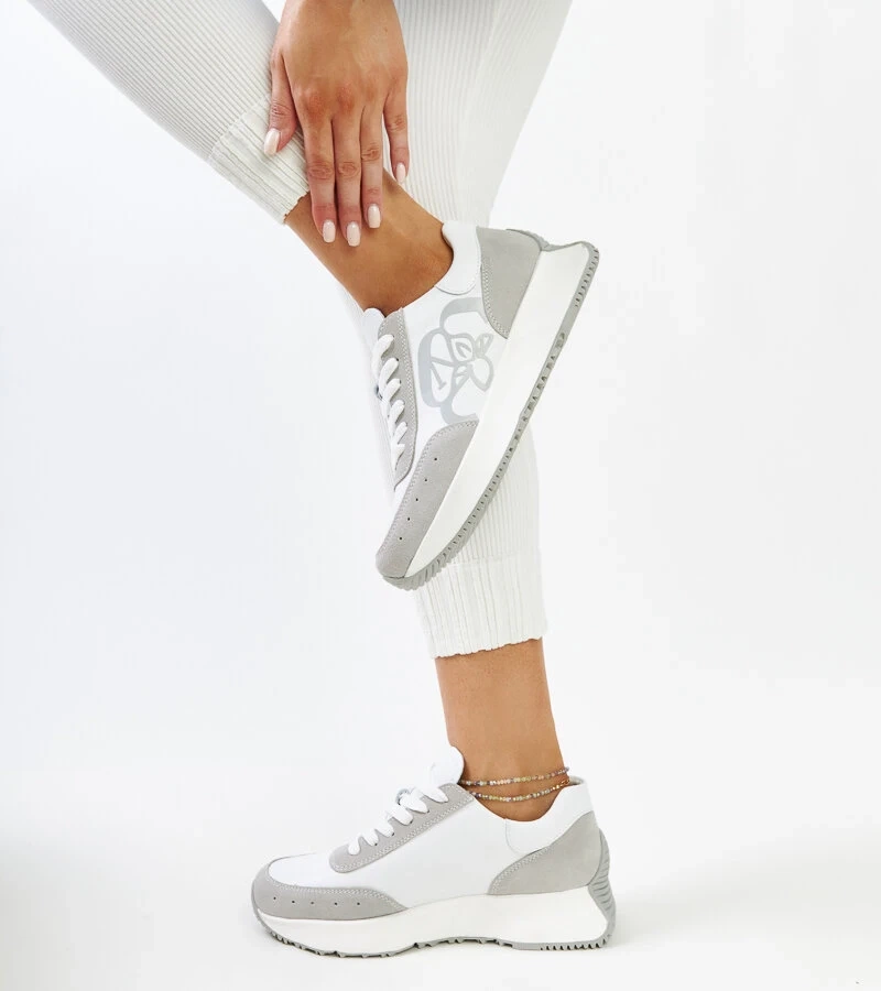 Biało-szare skórzane sneakersy
