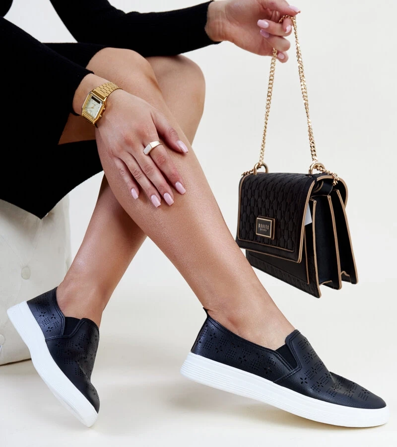 Hers Czarne wsuwane tenisówki