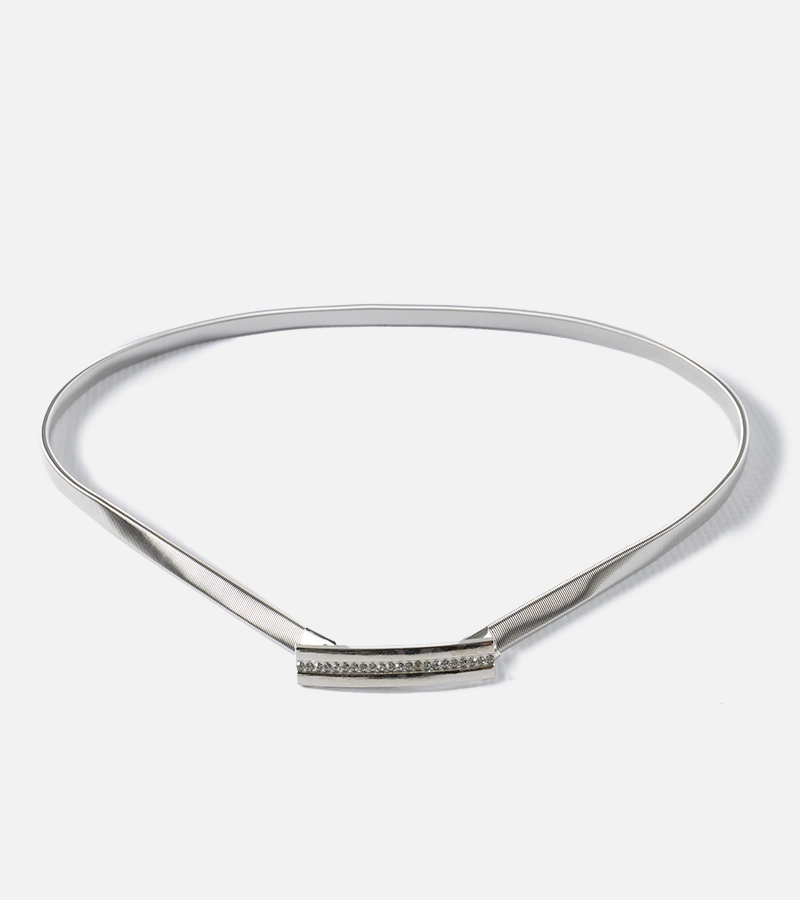 Srebrny elastyczny pasek z cyrkoniami