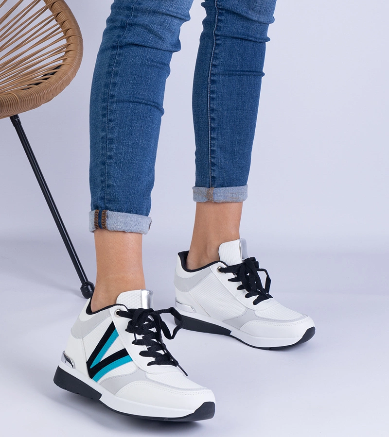 Hers sneakersy damskie białe na ukrytym koturnie