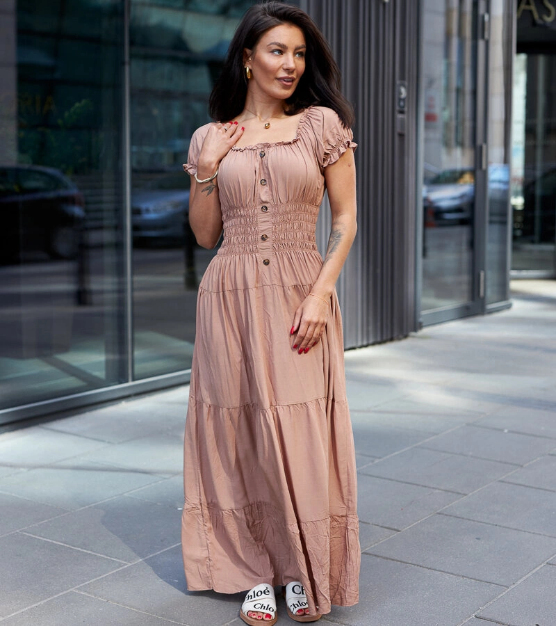 Brązowa sukienka z marszczeniem Betsi