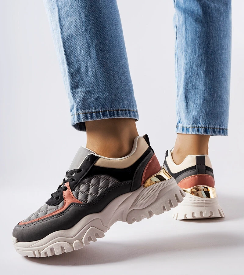 Szare sneakersy z kolorowymi wstawkami