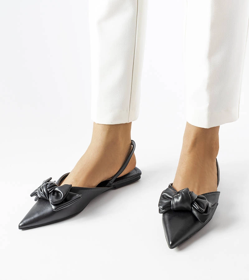 Czarne balerinki z odkrytą piętą