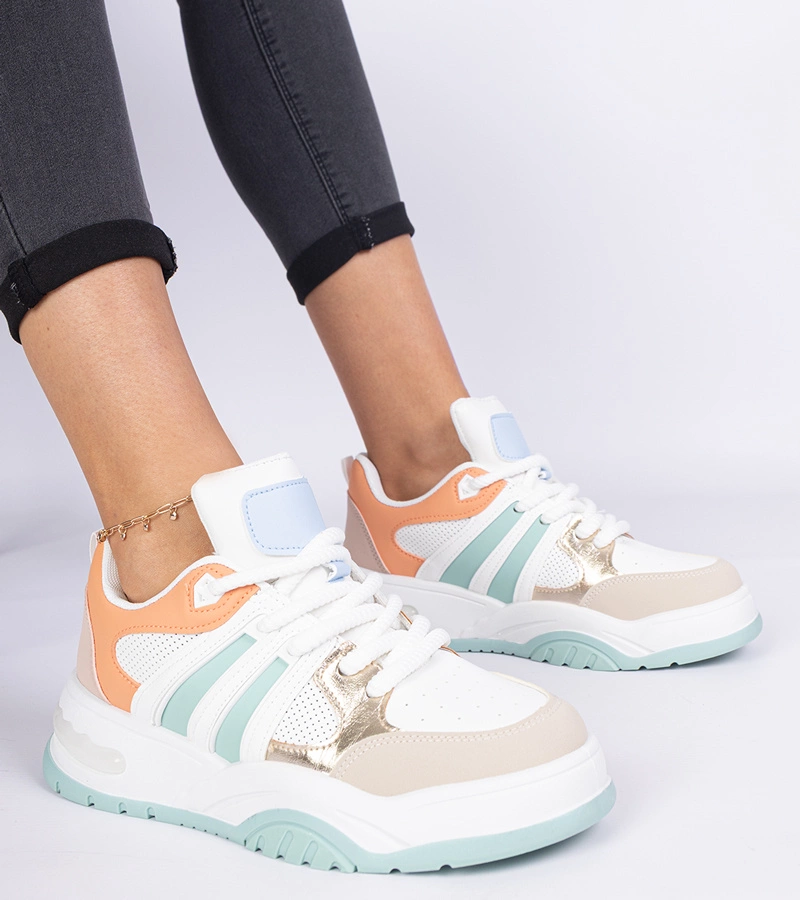 Hers Pomarańczowe damskie sneakersy z masywnym sznurowaniem