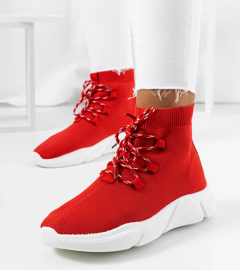 Wysokie czerwone wsuwane sneakersy