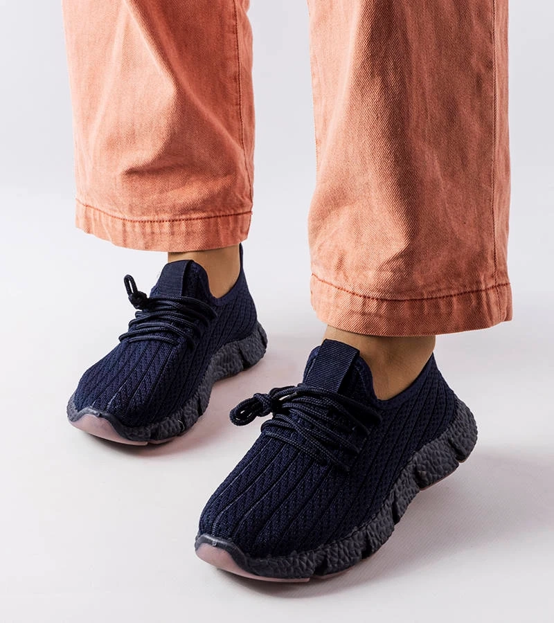 Granatowe materiałowe sneakersy
