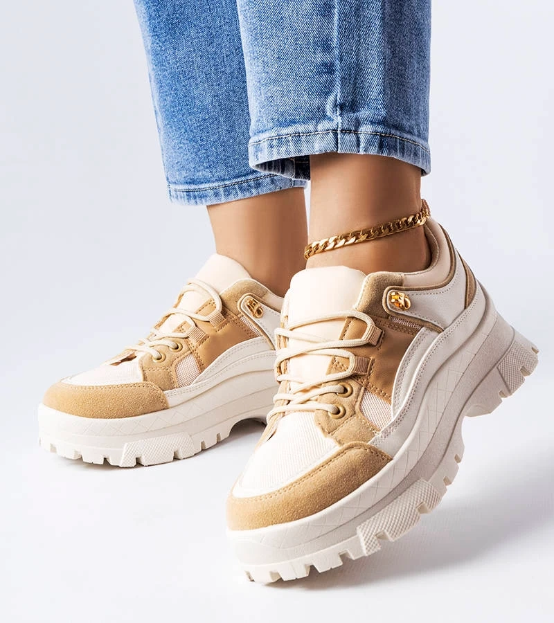 Brązowe sneakersy na podeszwie z protektorem