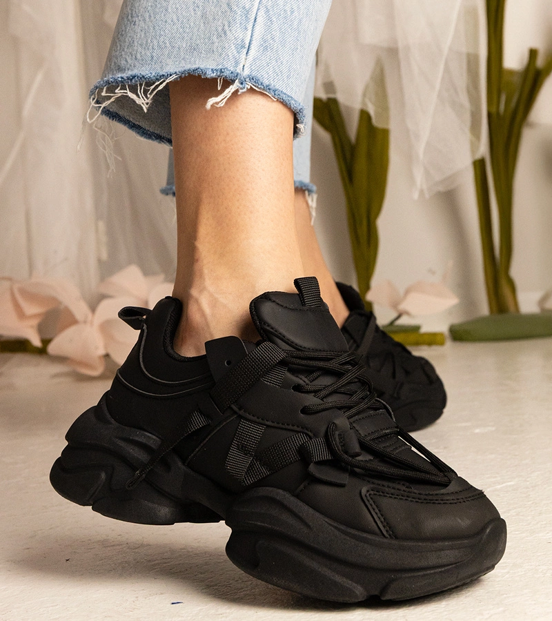 Hers Czarne sneakersy damskie masywne sportowe