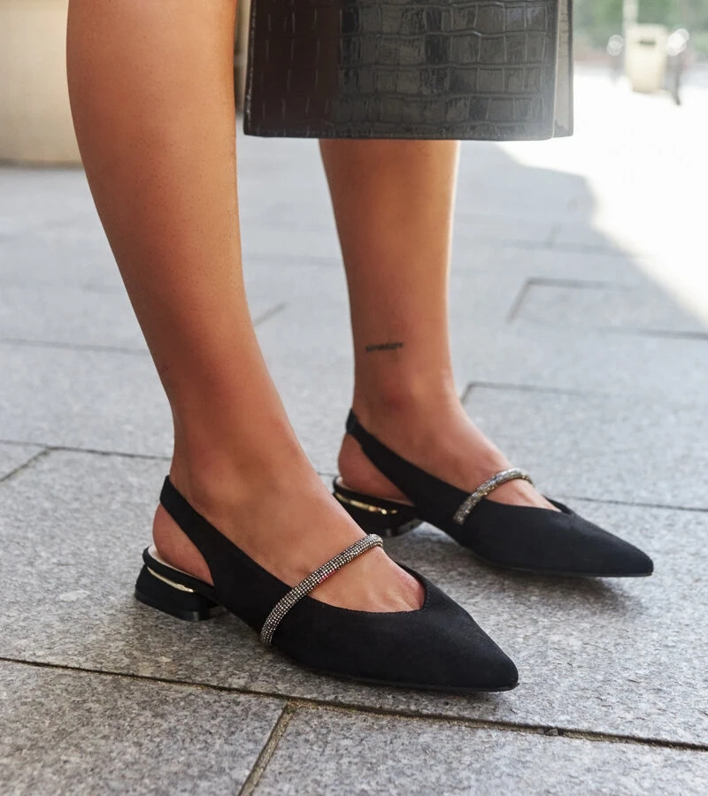 Czarne baleriny ze skórzaną wkładką