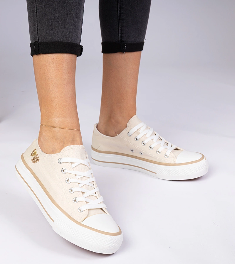 Hers Beżowe klasyczne damskie trampki