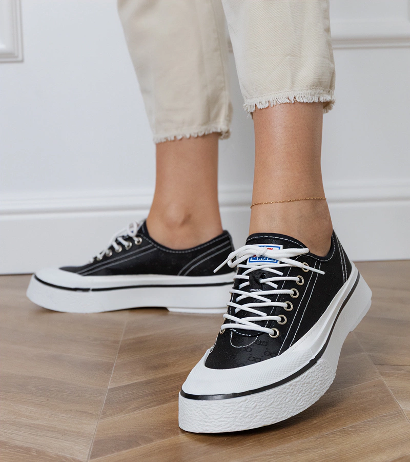 Hers Czarne trampki damskie na platformie