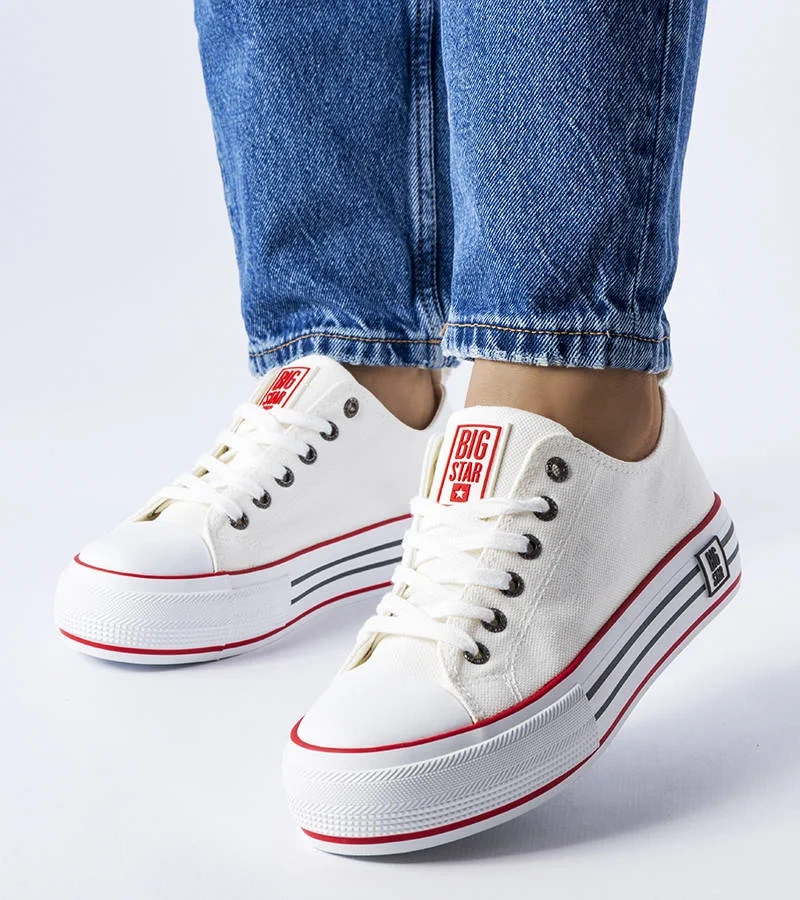 Białe trampki na grubszej platformie LL274180