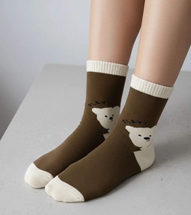 Brązowe skarpetki z misiem