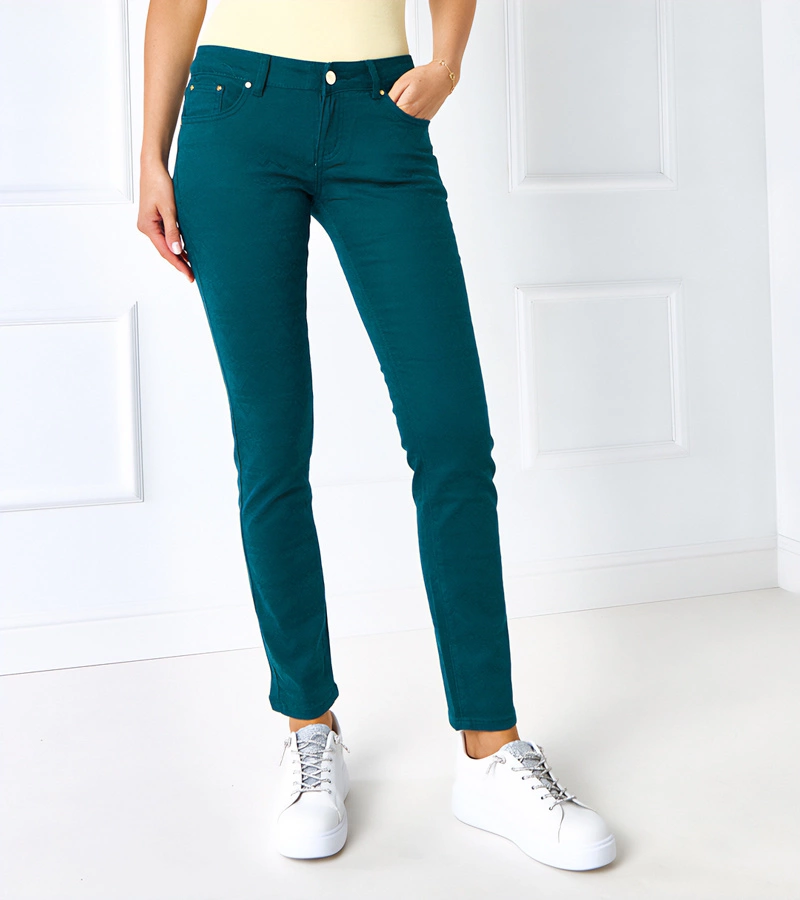 Zielone materiałowe spodnie slim