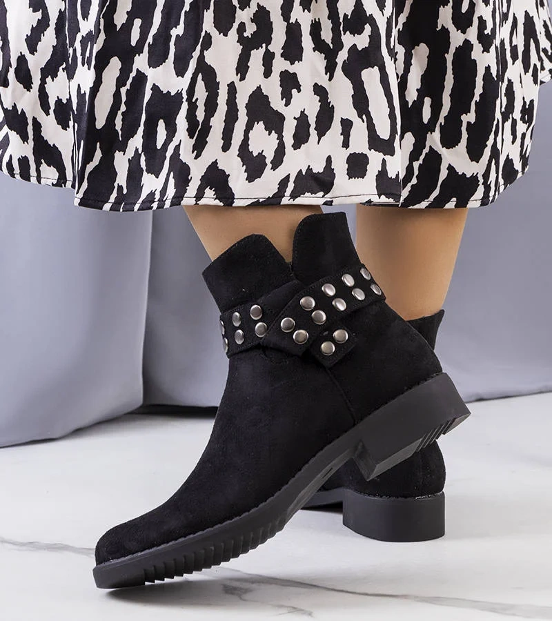 Czarne botki z eko-zamszu