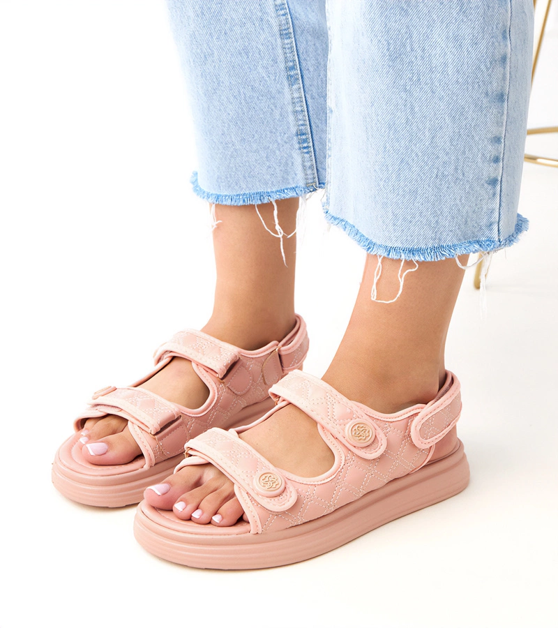 Hers Różowe sandały z regulowanymi paskami