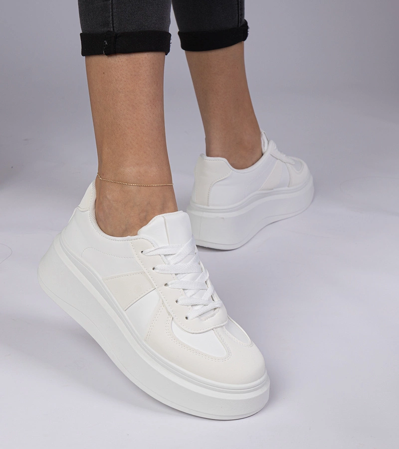 Hers Białe sneakersy trampki na platformie