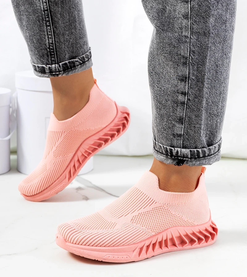 Lekkie różowe wsuwane sneakersy sportowe