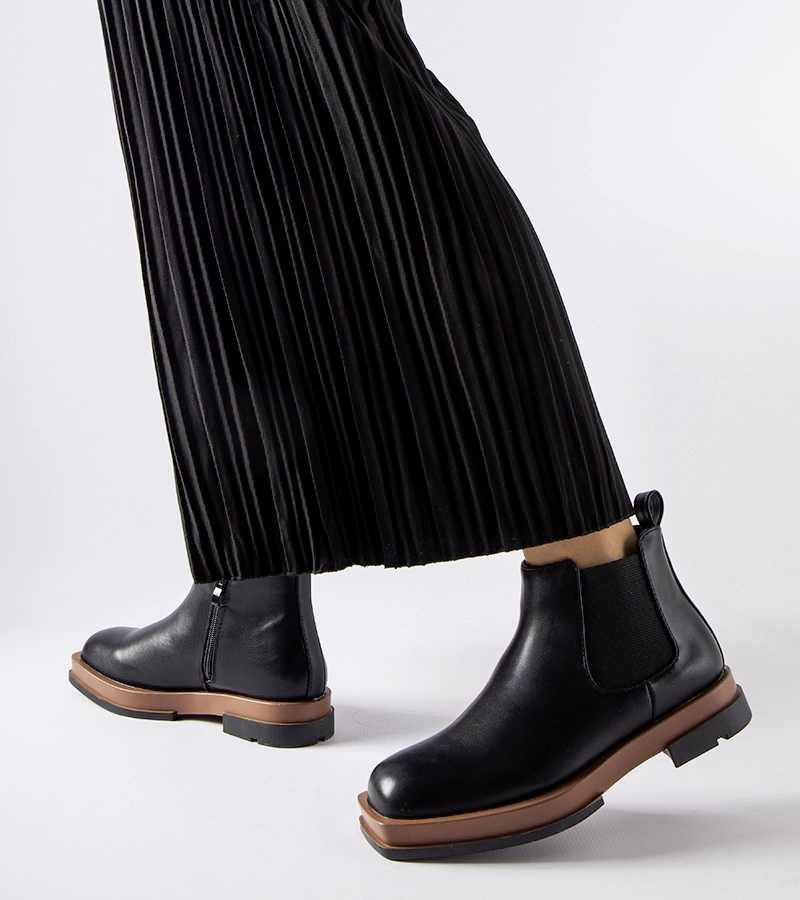 Czarne botki eko skóra