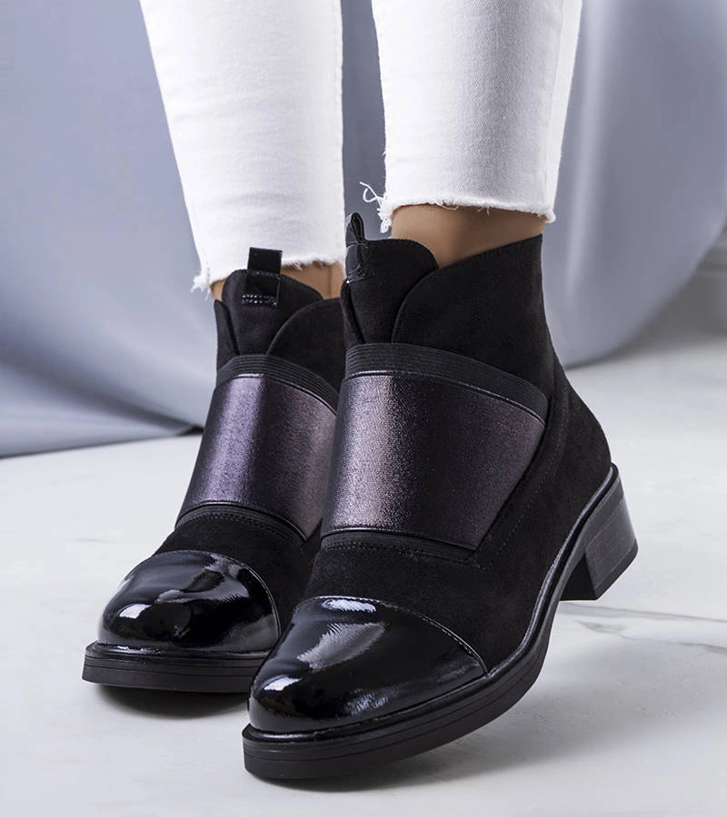 Czarne ocieplane botki wsuwane