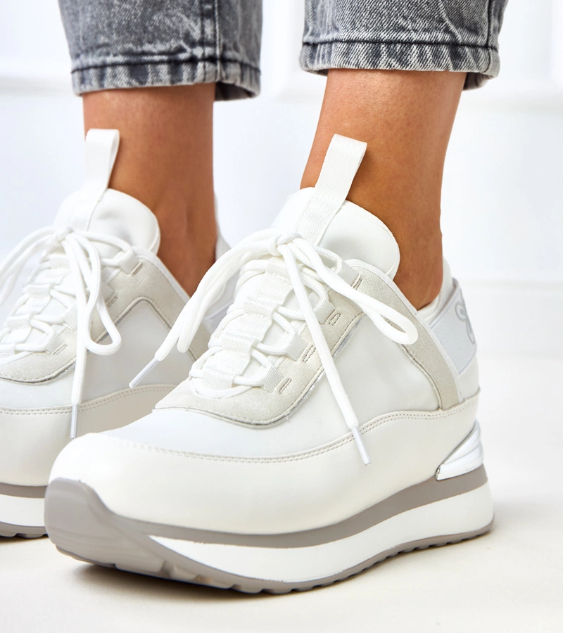 Hers Białe sneakersy na ukrytym koturnie
