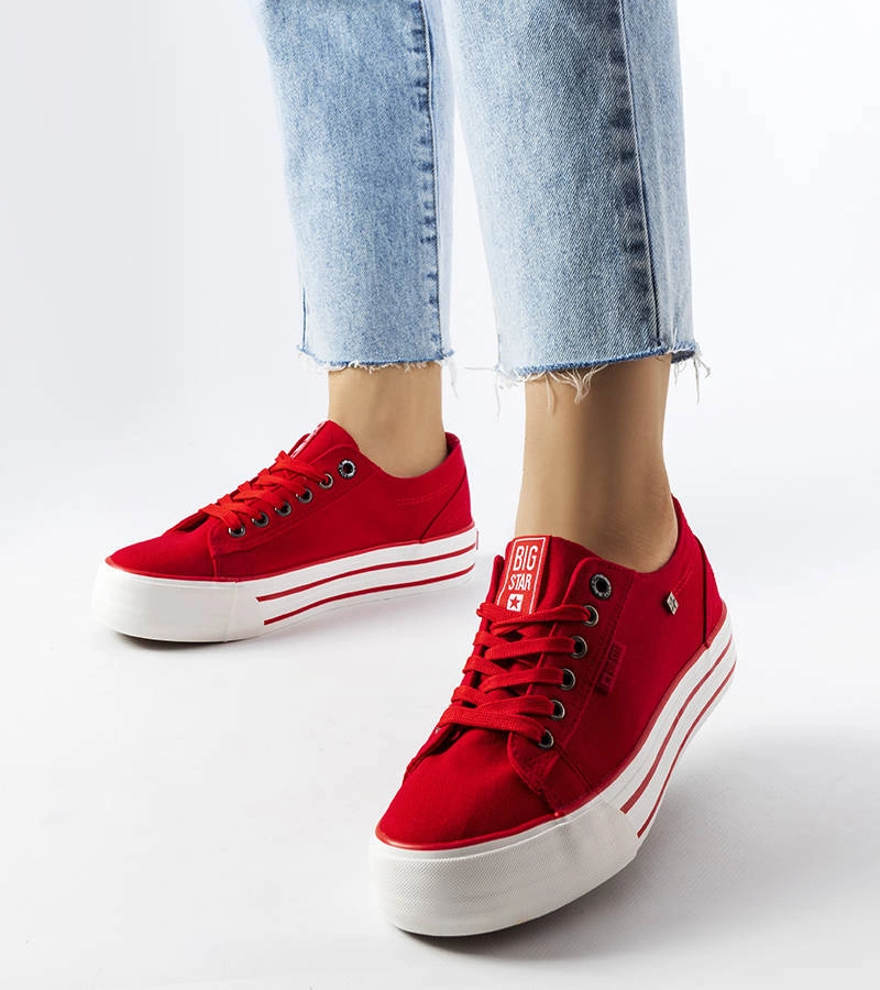 Czerwone trampki na platformie BigStar HH274053